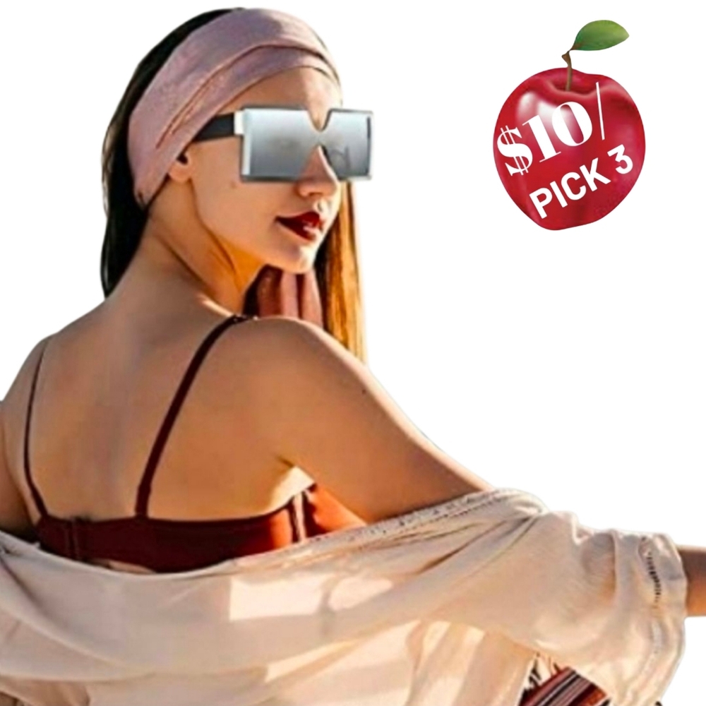 OVERSIZED SQUARE RIMLESS SUNGLASSES WHITE